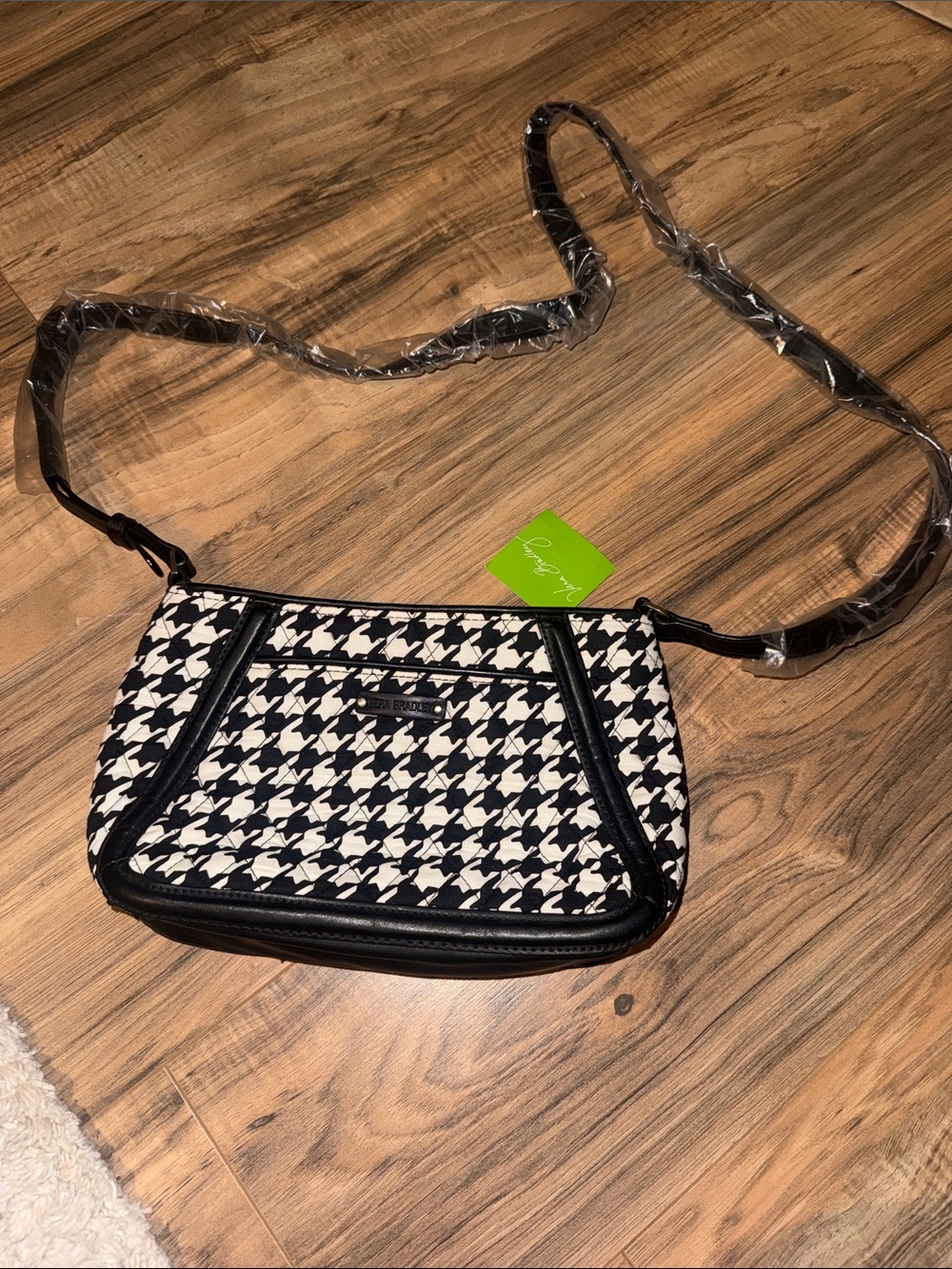 NWT Vera Bradley Houndstooth trimmed trapeze crossbody Purse